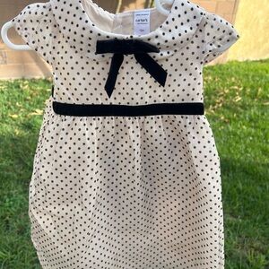 Carter's Cream and Black Polka Dot Dress